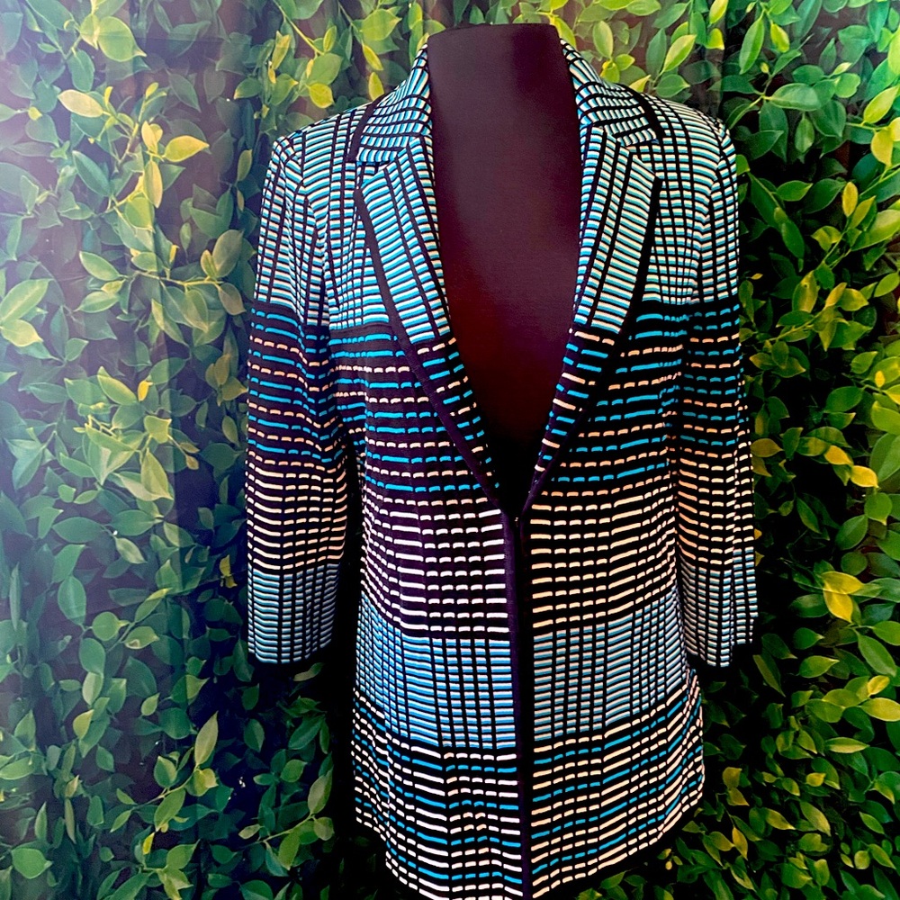 Misook blazers cardigan sz XS NWT Teal black white